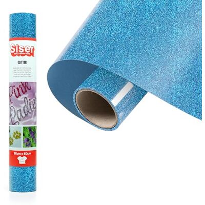 SISER ® Glitter Aqua, 30 cm x 0,5 m, glitter värmeöverförbar vinyl för anpassning av tyger, kläder och tillbehör, kreativa hobbyer, lätt att klippa SISER ® Glitter Aqua, 30 cm x 0,5 m, glitter värmeöverförbar vinyl för anpassning av tyger, kläder och tillbehör, kreativa hobbyer, lätt att klippa
