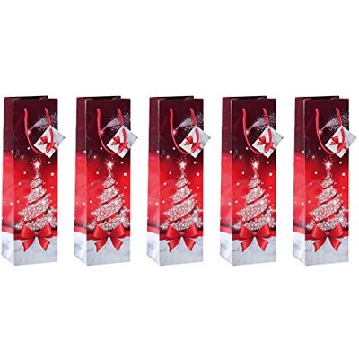 Sigel GT024 Flaskor-påsar av papper, 5-pack, röd, jul – andra storlekar Sigel GT024 Flaskor-påsar av papper, 5-pack, röd, jul – andra storlekar