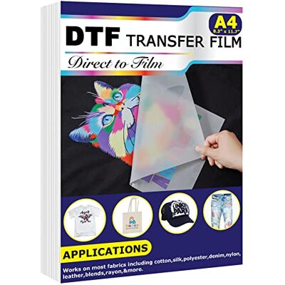 Agromusk DTF 50 ark PET transferfilm för T-shirts, matt finish, termisk överföring, DTF, A4 (21,6 x 27,9 cm) Agromusk DTF 50 ark PET transferfilm för T-shirts, matt finish, termisk överföring, DTF, A4 (21,6 x 27,9 cm)