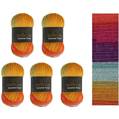 Wollbiene Ullbi Summer Touch batik 5 x 100 gram ull flerfärgad med färggradient, 500 gram merceriserad stickull mikrofiberakryl (513 petrol terrakota brun) Wollbiene Ullbi Summer Touch batik 5 x 100 gram ull flerfärgad med färggradient, 500 gram merceriserad stickull mikrofiberakryl (513 petrol terrakota brun)