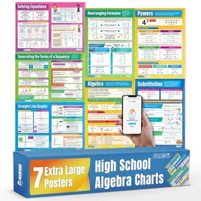 Daydream Education Algebra affischer – set med 7 matematikdiagram glansigt papper som mäter 594 mm x 850 mm (A1) matdiagram för klassrummet utbildningsaffischer av Daydream Education Algebra affischer – set med 7 matematikdiagram glansigt papper som mäter 594 mm x 850 mm (A1) matdiagram för klassrummet utbildningsaffischer av