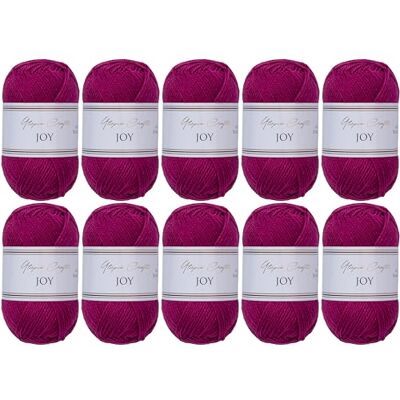 Utopia Crafts JOY Uni stick- och virkgarn, mjukt, lättskött, 100% polyakryl, 10 x 50 g nystan, 150 m (Mörk hallon) Utopia Crafts JOY Uni stick- och virkgarn, mjukt, lättskött, 100% polyakryl, 10 x 50 g nystan, 150 m (Mörk hallon)