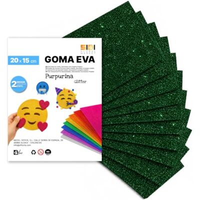 Global SIDI Eva Glitter gummi 20 x 15 cm mörkgrön 20 ark skum Global SIDI Eva Glitter gummi 20 x 15 cm mörkgrön 20 ark skum
