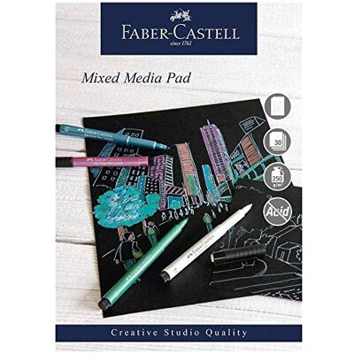 Faber Castell: A3 Blandade medier spiralblock - Svart - 30 blad Faber Castell: A3 Blandade medier spiralblock - Svart - 30 blad