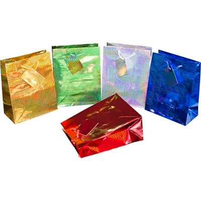 Heku Färgglada presentpåsar med hologrambeläggning, 10 stycken I 5 färger (röd, silver, mörkgrön, guld, mörkblå), 23 x 18 x 10 cm I miljövänlig och återanvändbar Heku Färgglada presentpåsar med hologrambeläggning, 10 stycken I 5 färger (röd, silver, mörkgrön, guld, mörkblå), 23 x 18 x 10 cm I miljövänlig och återanvändbar