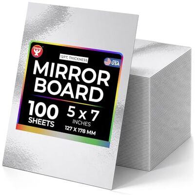 Hygloss Produkter 28570 5 x 7-100-ark spegeltavla ark – för konst och hantverk, 5 x 17 cm, silver, 100-pack Hygloss Produkter 28570 5 x 7-100-ark spegeltavla ark – för konst och hantverk, 5 x 17 cm, silver, 100-pack