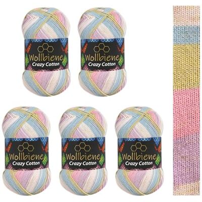 Wollbiene 5 x 100 g ullbi galen bomull batik 500 gram med färggradient 55% bomull flerfärgad stickad ull virkad ull ull året runt ull (6060 lila rosa grön) Wollbiene 5 x 100 g ullbi galen bomull batik 500 gram med färggradient 55% bomull flerfärgad stickad ull virkad ull ull året runt ull (6060 lila rosa grön)