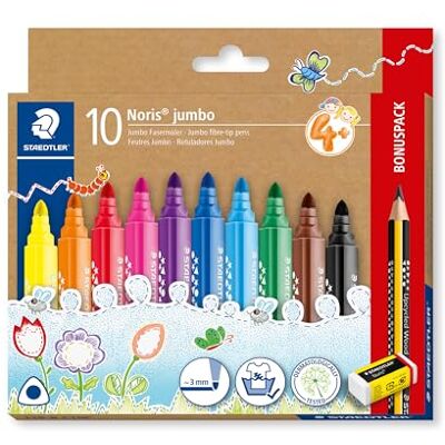 STAEDTLER Noris jumbo 328-B trekantig jumbo fibermålare, ergonomiskt tjockt skaft, attraktiv stjärnprägling, kartongfodral med 10 fibermålare, marknadsföring, 328-B C10P STAEDTLER Noris jumbo 328-B trekantig jumbo fibermålare, ergonomiskt tjockt skaft, attraktiv stjärnprägling, kartongfodral med 10 fibermålare, marknadsföring, 328-B C10P