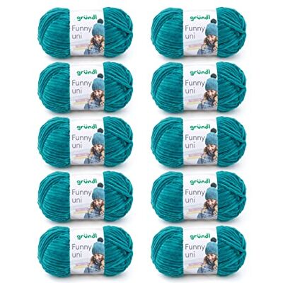 Gründl Ull Funny uni – mjuk chenillegarn av 100% polyester, 10 nystan (100 g/120 m, nåltjocklek: 5–6) – petrol Gründl Ull Funny uni – mjuk chenillegarn av 100% polyester, 10 nystan (100 g/120 m, nåltjocklek: 5–6) – petrol