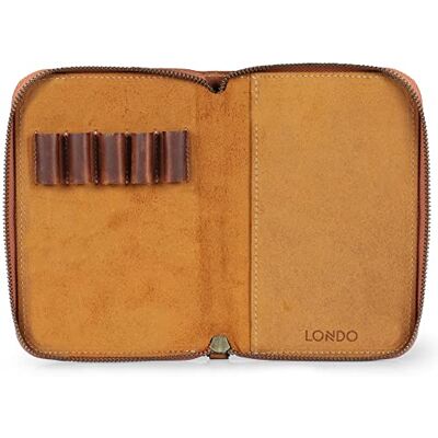 Londo OTTO487 äkta läder Padfolio med pennhållare, anteckning och dragkedja (kamel) Londo OTTO487 äkta läder Padfolio med pennhållare, anteckning och dragkedja (kamel)