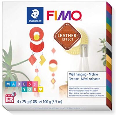 STAEDTLER FIMO Leather-Effect Set „Mobile im Boho Style“ mit Anleitung und Zubehör, ofenhärtende Modelliermasse für kreative Objekte im Leder-Look, lederähnliche Optik und Haptik, 8015 DIY6 STAEDTLER FIMO Leather-Effect Set „Mobile im Boho Style“ mit Anleitung und Zubehör, ofenhärtende Modelliermasse für kreative Objekte im Leder-Look, lederähnliche Optik und Haptik, 8015 DIY6