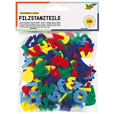 folia 5251 Förskurna filtdelar "bokstäver och siffror" 200 st cirka 25 mm tjock, blandade färger folia 5251 Förskurna filtdelar "bokstäver och siffror" 200 st cirka 25 mm tjock, blandade färger