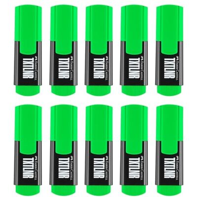 Faber-Castell 205254 – överstrykningspenna set TXTLNR grön, 10 neonmärkpennor för barn och vuxna, överstrykningspenna mini Faber-Castell 205254 – överstrykningspenna set TXTLNR grön, 10 neonmärkpennor för barn och vuxna, överstrykningspenna mini