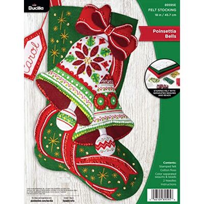 Bucilla , julstjärnsklockor, filt applikation 45,72 cm strumpor tillverkning kit, perfekt för gör-det-själv konst och hantverk, 89595E Bucilla , julstjärnsklockor, filt applikation 45,72 cm strumpor tillverkning kit, perfekt för gör-det-själv konst och hantverk, 89595E