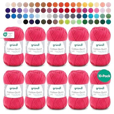Gründl Ull Cotton Quick uni – tunn ull för virkning – stickgarn – virkgarn – glänsande och hudvänligt – 100% bomull – 10 nystan 50 g/125 m – nåltjocklek 3–4 – orange Gründl Ull Cotton Quick uni – tunn ull för virkning – stickgarn – virkgarn – glänsande och hudvänligt – 100% bomull – 10 nystan 50 g/125 m – nåltjocklek 3–4 – orange