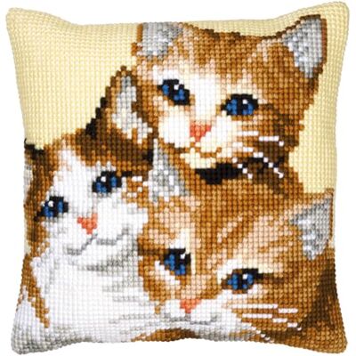 Vervaco Kattungar Korsstygnskudde, flerfärgad Vervaco Kattungar Korsstygnskudde, flerfärgad