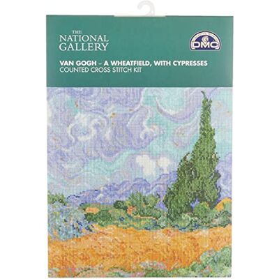 DMC korsstygnskit – Van Gogh – ett vetefält, med cypresser, inkluderar strandad bomull, 16 ct Aida-tyg, nål, diagram och instruktioner DMC korsstygnskit – Van Gogh – ett vetefält, med cypresser, inkluderar strandad bomull, 16 ct Aida-tyg, nål, diagram och instruktioner