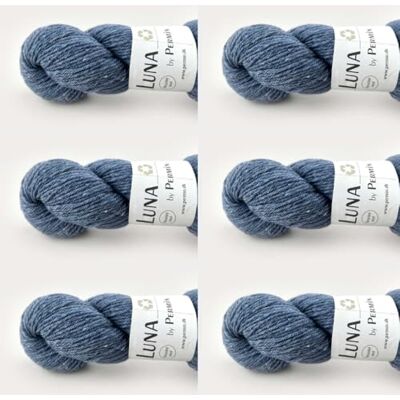 MARUSSIA 6 x Luna av Permin – 100% återvunnen ny ull (muläsfri och Oeko-Tex) (32 ljus denim) MARUSSIA 6 x Luna av Permin – 100% återvunnen ny ull (muläsfri och Oeko-Tex) (32 ljus denim)