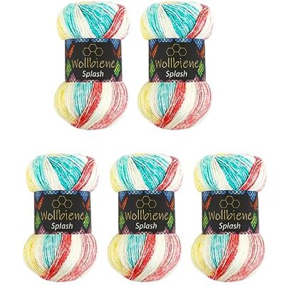 Wollbiene 5 x 100 g ullbi splash batik 500 gram med färggradient antipilling flerfärgad stickad ull virkad ull året runt ull (7020) Wollbiene 5 x 100 g ullbi splash batik 500 gram med färggradient antipilling flerfärgad stickad ull virkad ull året runt ull (7020)