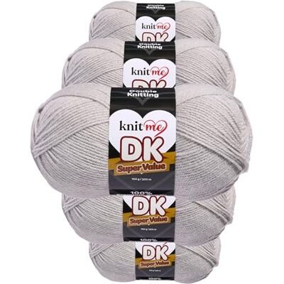 Knit Me DK dubbelstickat garn allergivänlig akryl 5 x 100 g (platina ljung) Knit Me DK dubbelstickat garn allergivänlig akryl 5 x 100 g (platina ljung)