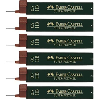 Faber-Castell 205040 Super Polymer påfyllningssats, 6 delar med 12 påfyllningar vardera 0,5 mm, HB-hårdhet Faber-Castell 205040 Super Polymer påfyllningssats, 6 delar med 12 påfyllningar vardera 0,5 mm, HB-hårdhet