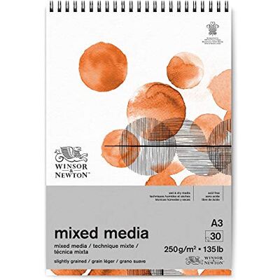 Winsor & Newton 6694003 Blandat mediapapper i block – 30 ark DIN A3, 250 g/m², FSC, syrafri, utan optiska blekmedel, stabil och åldringsbeständig för alla våta och torra tekniker, vit Winsor & Newton 6694003 Blandat mediapapper i block – 30 ark DIN A3, 250 g/m², FSC, syrafri, utan optiska blekmedel, stabil och åldringsbeständig för alla våta och torra tekniker, vit