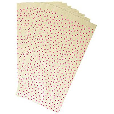 Clairefontaine Kraftfickväskor, 11 x 21 x 5 cm – röda hjärtan, förpackning med 50 Clairefontaine Kraftfickväskor, 11 x 21 x 5 cm – röda hjärtan, förpackning med 50