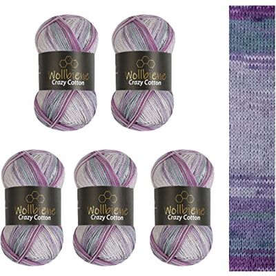 Wollbiene 5 x 100 g ullbi galen bomull batik 500 gram med färggradient 55% bomull flerfärgad stickad ull virkad ull ull året runt ull (6050 bär lila grå) Wollbiene 5 x 100 g ullbi galen bomull batik 500 gram med färggradient 55% bomull flerfärgad stickad ull virkad ull ull året runt ull (6050 bär lila grå)