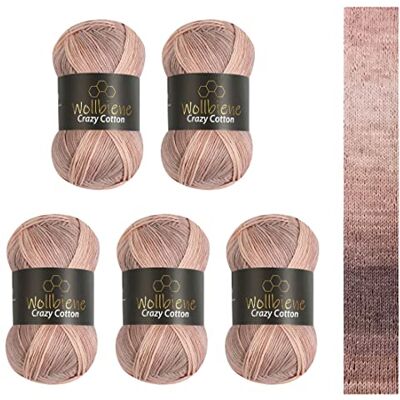 Wollbiene 5 x 100 g ullbi galen bomull batik 500 gram med färggradient 55% bomull flerfärgad stickad ull virkad ull ull året runt ull (6000 brun beige) Wollbiene 5 x 100 g ullbi galen bomull batik 500 gram med färggradient 55% bomull flerfärgad stickad ull virkad ull ull året runt ull (6000 brun beige)