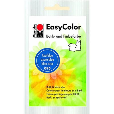 Marabu 17350022095 – Easy Color azurblå, 25 g batik- och handfärgningsfärg för bomull, linne, silke och blandväv, handtvättbar upp till 30 °C, mycket god ljusäkthet, inte koksäker Marabu 17350022095 – Easy Color azurblå, 25 g batik- och handfärgningsfärg för bomull, linne, silke och blandväv, handtvättbar upp till 30 °C, mycket god ljusäkthet, inte koksäker