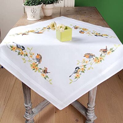 Vervaco PN-0155847 hemsk enkelvakt tryckt bordsduk stickset, bomull, flerfärgad, ca 80 x 80 cm/32 tum x 32 tum Vervaco PN-0155847 hemsk enkelvakt tryckt bordsduk stickset, bomull, flerfärgad, ca 80 x 80 cm/32 tum x 32 tum