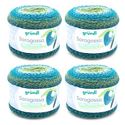 120 Gründl Ull Saragossa (mjukt färggradient garn tillverkat av 50% bomull och 50% polyakryl, 250 g/1000 m, nåltjocklek: 3 mm – 4 mm, 4 x 250 g), vårfräsch färg 120 Gründl Ull Saragossa (mjukt färggradient garn tillverkat av 50% bomull och 50% polyakryl, 250 g/1000 m, nåltjocklek: 3 mm – 4 mm, 4 x 250 g), vårfräsch färg