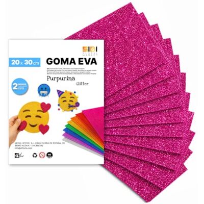 Global SIDI Eva Glitter gummi 20 x 30 cm fuchsia 40 ark skum för hantverk Global SIDI Eva Glitter gummi 20 x 30 cm fuchsia 40 ark skum för hantverk