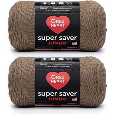 Red Heart Super Saver Jumbo garn, Cafe Latte – 2-pack med 396 g/14 uns – akryl – 4 medium (kamgarn) – 680 meter – stickning/virkning Red Heart Super Saver Jumbo garn, Cafe Latte – 2-pack med 396 g/14 uns – akryl – 4 medium (kamgarn) – 680 meter – stickning/virkning
