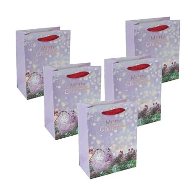 Sigel GT126 presentpåse liten – blå/grön – julkula – med golvinsats och färgkoordinerade sidenbandshandtag – plast, vitkartong – 18 x 23 x 10 cm, 5 stycken Sigel GT126 presentpåse liten – blå/grön – julkula – med golvinsats och färgkoordinerade sidenbandshandtag – plast, vitkartong – 18 x 23 x 10 cm, 5 stycken