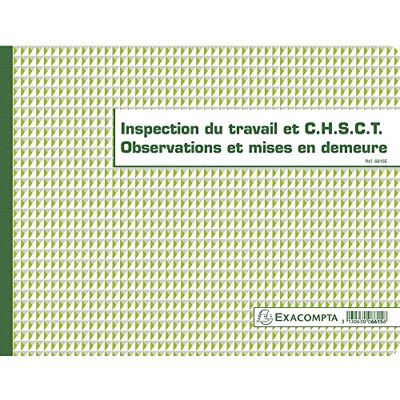 Exacompta Piqure 24x32cm inspection du travail c.h.s.c.t. et mises en demeure 16pages Exacompta Piqure 24x32cm inspection du travail c.h.s.c.t. et mises en demeure 16pages