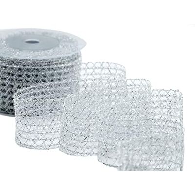 Furlanis Sirio laminerat nätband, italienskt tyg silver, 60 mm x 15 m Furlanis Sirio laminerat nätband, italienskt tyg silver, 60 mm x 15 m