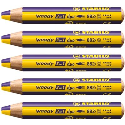 STABILO Woody 3 i 1 Duo - Dubbelfärgade färgpennor - 5 st. STABILO Woody 3 i 1 Duo - Dubbelfärgade färgpennor - 5 st.