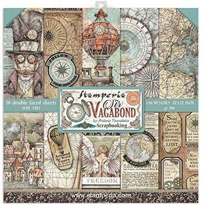 Stamperia INTERNATIONell, KFT SBBL80 scrapbooking block, 10 ark cm, 30,5 x 30,5 sir vagabond, 30,5 cm x 30,5 cm Stamperia INTERNATIONell, KFT SBBL80 scrapbooking block, 10 ark cm, 30,5 x 30,5 sir vagabond, 30,5 cm x 30,5 cm