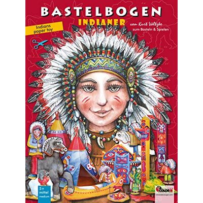 ATELIER COLOR Indianer pysselbåge med tipis, totems, kanot, lägereld och hästar för pyssel av papper med barn, 6+ år pappersmodeller att leka med ATELIER COLOR Indianer pysselbåge med tipis, totems, kanot, lägereld och hästar för pyssel av papper med barn, 6+ år pappersmodeller att leka med