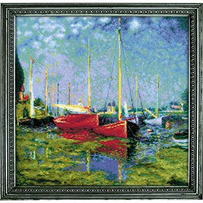 Riolis 1779 korsstygspaket Argenteuil efter målning av C. Monet, siffertmönster korsstygsset, bomull, flerfärgad, 4040 cm Riolis 1779 korsstygspaket Argenteuil efter målning av C. Monet, siffertmönster korsstygsset, bomull, flerfärgad, 4040 cm