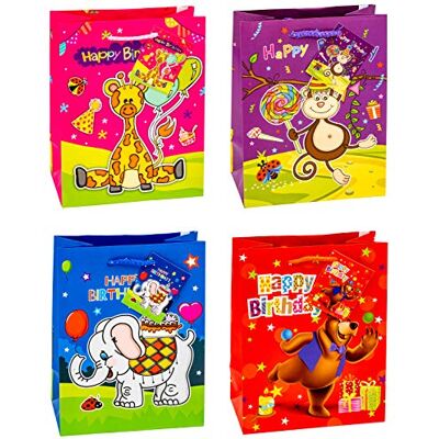 TSI presentpåsar Happy Birthday-djur, 12-pack, storlek: medium (H x B x D 23 x 18 x 10 cm), konst. Nr 87013 TSI presentpåsar Happy Birthday-djur, 12-pack, storlek: medium (H x B x D 23 x 18 x 10 cm), konst. Nr 87013