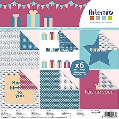Artemio Block med 6 blad till födelsedagen, 30 x 30 cm Artemio Block med 6 blad till födelsedagen, 30 x 30 cm