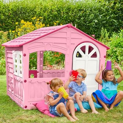 Sport1 One The Sport Maker Sport1 trädgårdshus för barn, House of Fun, barnhus av plast för inomhusbruk, trädgårdshus för barn, robust och väderbeständig. Storlek 130 x 111 x 115 cm. Rosa. Sport1 One The Sport Maker Sport1 trädgårdshus för barn, House of Fun, barnhus av plast för inomhusbruk, trädgårdshus för barn, robust och väderbeständig. Storlek 130 x 111 x 115 cm. Rosa.