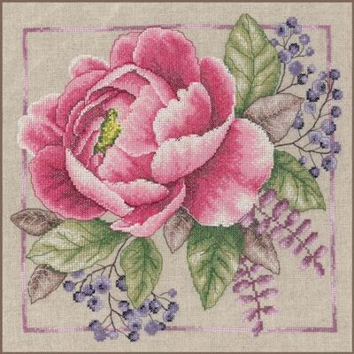 Lanarte Blomstrande röd räknad punktsats, linneutseende, ca 33 x 33 cm Lanarte Blomstrande röd räknad punktsats, linneutseende, ca 33 x 33 cm