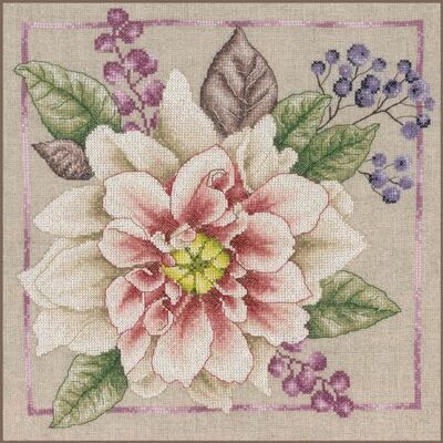 Lanarte Räknad punktsats med blommande vit, linneutseende, ca. 33 x 33 cm Lanarte Räknad punktsats med blommande vit, linneutseende, ca. 33 x 33 cm