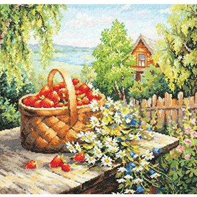 Magic Needle 47-06 ZW Sommarhus korsstygnsset med räkningsmönster grenutgåva, bomull, flerfärgad, 40 x 40 cm Magic Needle 47-06 ZW Sommarhus korsstygnsset med räkningsmönster grenutgåva, bomull, flerfärgad, 40 x 40 cm