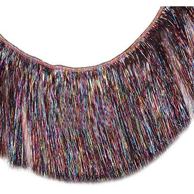 MIPPER 10 meter 15 cm bred metallisk kant trim gör-det-själv latinsk dans klänning kläder accessoarer julfest dekor glänsande tofs spets (flerfärgad) MIPPER 10 meter 15 cm bred metallisk kant trim gör-det-själv latinsk dans klänning kläder accessoarer julfest dekor glänsande tofs spets (flerfärgad)