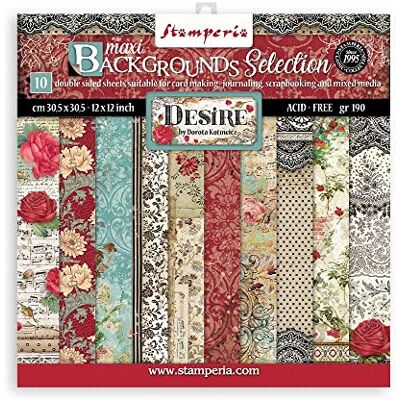 Stamperia International -Scrapbooking Pad-Maxi bakgrund val-önskning, flerfärgad, 30 x 30 cm (SBBL121) Stamperia International -Scrapbooking Pad-Maxi bakgrund val-önskning, flerfärgad, 30 x 30 cm (SBBL121)