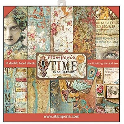 Stamperia SBBL33 pappersblock 10 ark dubbelsidig tid är en illusion, papper, flera färger, 30,5 x 30,5 (12 x 12 tum) Stamperia SBBL33 pappersblock 10 ark dubbelsidig tid är en illusion, papper, flera färger, 30,5 x 30,5 (12 x 12 tum)